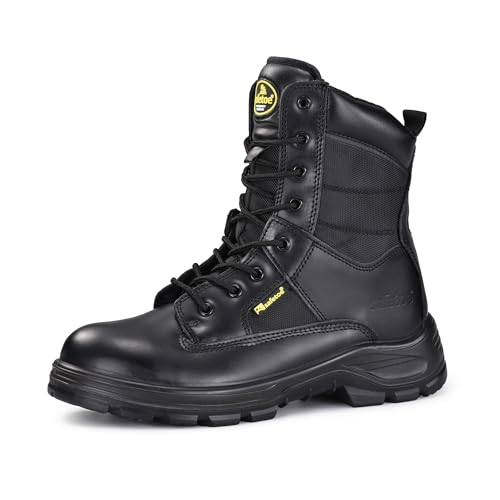 Image of SAFETOE Men's Steel Toe Military Boots 9438WR, Waterproof Leather, Slip Resistant, Anti Static, Side Zipper Size UK9