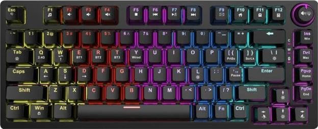 SAVIO SAVGK-Phenix Yellow Clavier Jouer USB RF Wireless Bluetooth QWERTY Anglais, Anglais américain Noir