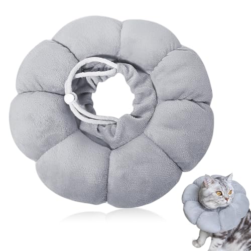 LAJUP Collare Per Il Recupero Dei Gatti,Collare Protettivo Gatto Collare Anti, Animali Domestici Morbido Anti Morso Collare, Per Cani E Gatti Dopo L'Intervento Chirurgico(Grigio)