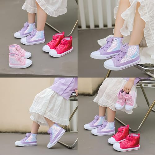 Girls High-top Canvas Shoes Toddler Casual Sneakers Kids Glitter Upper Footwear Non-Slip Sole Shoes4