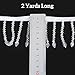 2 Yard Rhinestone Ribbon Tassel Irregular Rhinestone Fringe Tassel Crystal Beaded Fringe Trim Sewing Beaded Fringe for Curtain Lampshades and DIY Clothing Wedding Decoration (White)