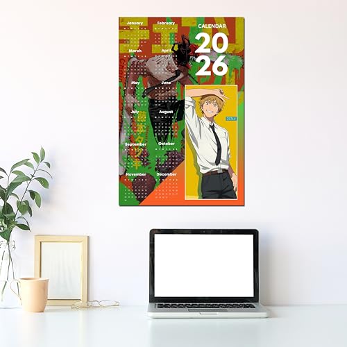 Image of 2026 Anime Calendar - Denji from Chainsaw Man | 12 inch x 18 inch size | Wall Decoration Aesthetic Calendars