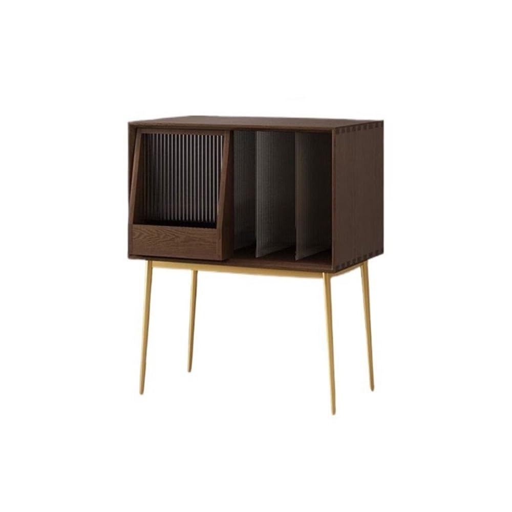 CHENGAIJIAN Cd Rack Light Luxury Wooden Vinyl Record Cabinet with Sliding Doors, High Legged Books CD Storage Rack