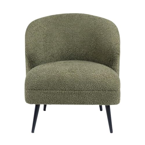 Sillón Curvo Verde con Tela Bouclé y Estructura Metálica miniatura 4