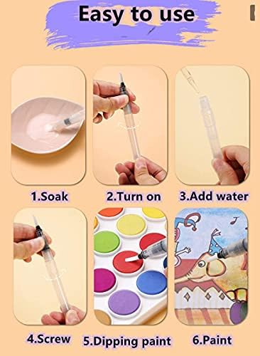 3 Sizes Refillable Ink Pen for Water Brush Watercolour Paint Soft Painting Calligraphy Reusable Watercolour Soft Pens (Pack of 3)