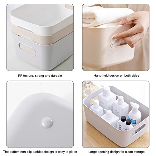 Bgfuni 8er Aufbewahrungsbox Kunststoff,Organizer Box mit Griffen-(Original Design),Klein Aufbewahrungsbox Weiß für Haushalt,Praktischer Aufbewahrungskorb Aufbewahrungskiste für Bad,20x14x7.5cm(Weiß)
