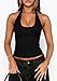PRETTYGARDEN Women's Summer Halter Tank Tops 2026 Y2K Sleeveless Slim Fitted Backless Shirts Going Out Spring Workout Clothes (Black,X-Small)