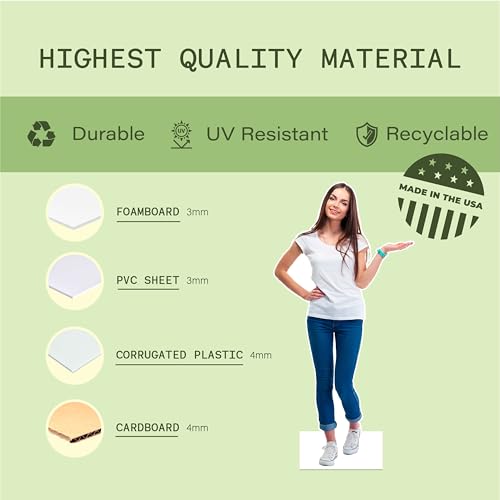 Custom Cardboard Cutout Life Size, Upload Your Own Image - Optional Sizes from 1 to 8 ft - Customized High Resolution Photo Print for Birthday or Wedding Party Decoration