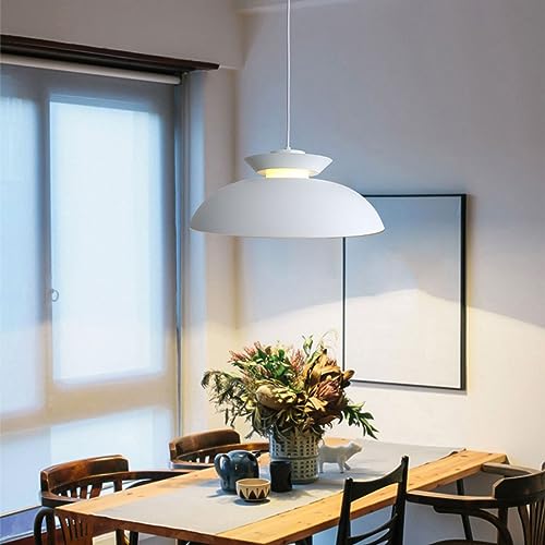 Lámpara colgante blanca de techo con cúpula de metal de 35 cm para comedor 4
