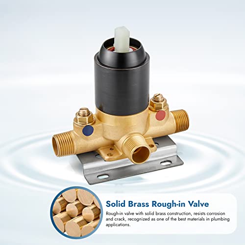 Cinwiny Oil Rubbed Bronze Single Function Pressure Balancing Shower Valve Trim Wall Mount Single Handle Rough- In Valve Male Thread Shower Mixer Valve With Cartridge #TOP3