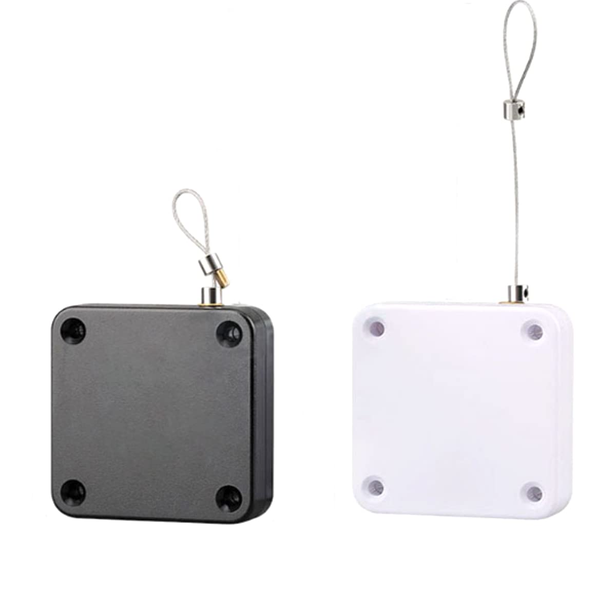 Multifunctional Pull Cord Auto Door Closer, Auto Sensor Door Closer, Auto Close All Doors, for Commercial Residential Bedroom Door Sliding Double Door Bathroom Door Black+White - (Set of 2)