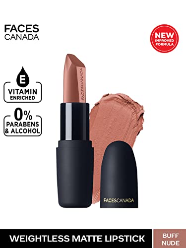 FACESCANADA-Weightless-Enriched-With-Jojoba-and-Almond-Oil-Highly-Pigmented-Stroke-Color-Keeps-Lips-Moisturized-Matte-Lipstick-Brown-Buff-Nude-4gm