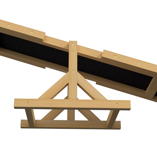 PawHut Hundewippe, Hunde Agility Wippe aus Holz, rutschfest Hunde Agilitäts Rampe für Hunde unter 30 kg, wetterfest Hundetraining Outdoor Hundesport für Balance, 180 x 30 x 30 cm Gelb