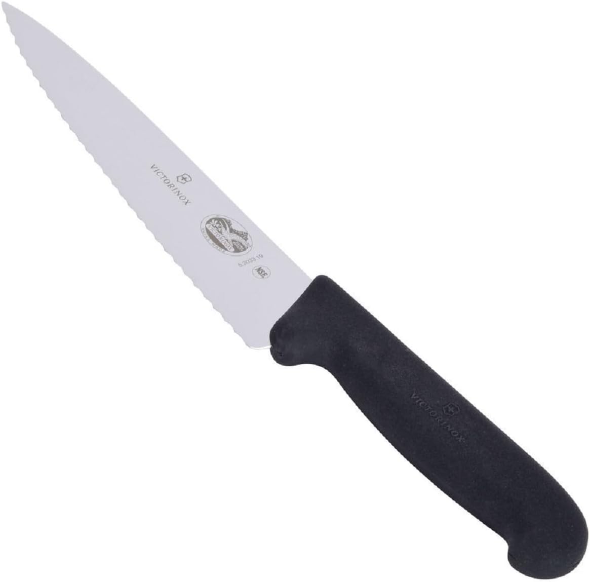 VictorinoxCutlery Wavy Edge Chef's Knife 7-1/2, Black Fibrox Handle