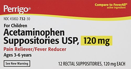 Acetaminophen Rectal Suppositories Generic for Tylenol Suppositories,FeverAll Children's 120 mg 12 ea per Box 2 Pack Total 24 ea