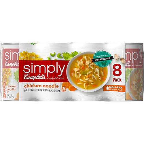 Campbell's Simply Real Chicken Noodle Soup BPA-Free Cans Case - 8 ct. (18.6 oz each)