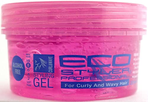 Eco Professional Curl & Wave Styling Gel Firm Hold All Types Of Hair 8 oz Pink