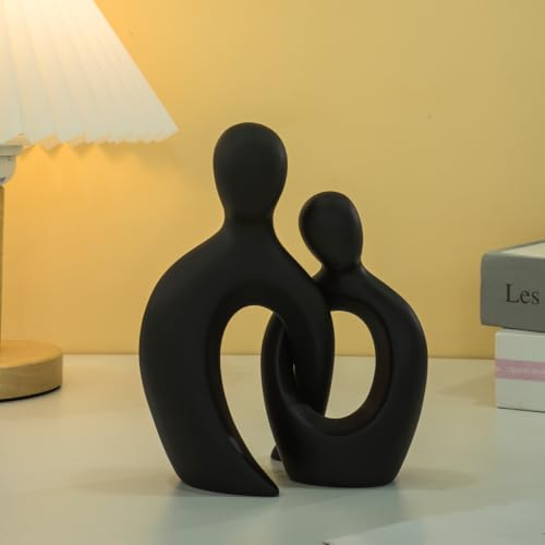 Escultura Abstracta Negra de Pareja Abrazándose miniatura 3