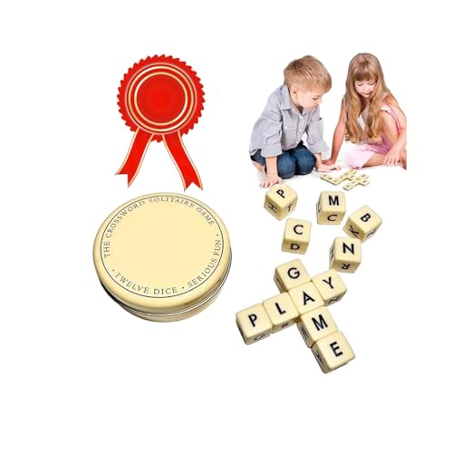 2024 Qless Dice Game with Twelve Dice Letters,The Crossword Solitaire Game,Scrabble Letter Tiles,Crossword Solitaire Dice Game,Qless Game Word Dice,Suitable for 3+ (1set)