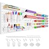 FZK Peg Board with Hooks, Plastic Pegboard Kit with 4 White Pegboards and Accessories, Peg Board Wall Organizer for Office and Craft Room