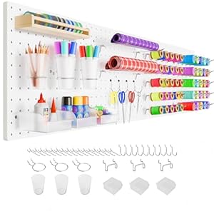 FZK Peg Board,36pcs Pegboard Kit, Includes 4 White Pegboard and Accessories,Plastic Peg Board,with Hooks Peg Board Wall Organizer for Office, Craft Room