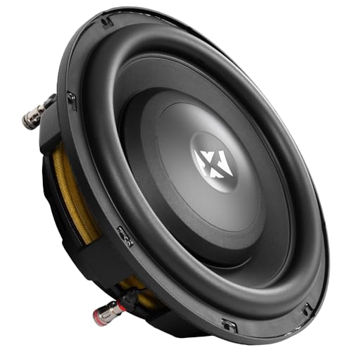 NVX SQW104 10' SQ-Series Shallow-Mount Car Subwoofer, 1200W Peak / 600W RMS, Dual 4-Ohm, Die-Cast Basket, Compact Depth Design