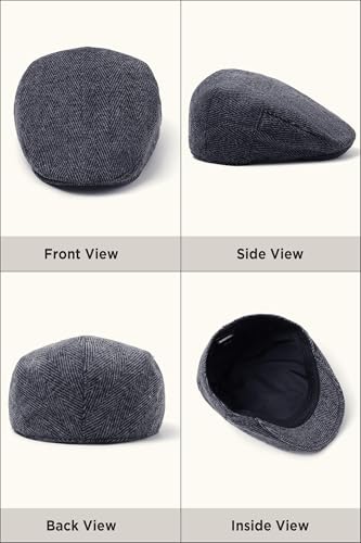 Image of BABEYOND Men's Flat Cap Newsboy Hats Herringbone Tweed Cabbie Hats for Men 1920s Ivy Irish Driving Hats Gatsby Hat