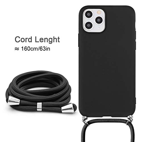 Eouine Crossbody Case For Samsung Galaxy S8 Plus [6.2"] - Neck Cord Lanyard Strap With Samsung S8 Plus Case - Anti-Scratch Black Silicone Tpu Adjustable Necklace Strap - Black #TOP4