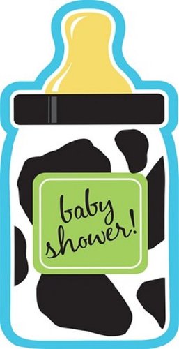 8-Count Bottle-Shaped Shower Invitations, Baby Boy Cow Print