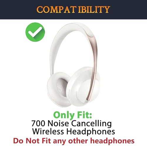 Image of SOULWIT Lambskin Replacement Earpads for Bose 700 (NC700) Wireless Headphones, Ear Pads Cushions with Softer Leather, High-Density Noise Cancelling Foam, Added Thickness - White