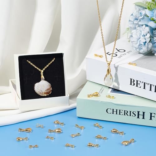 SUNNYCLUE 1 Box 120Pcs 4 Styles Brass Pendant Clasps Gold Pinch Bail Bulk Metal Golden Clip Bail Dangle Charm Clasp Bead Pendants Buckles Connectors Findings for jewellery Making DIY Necklace Bracelet - Image 4