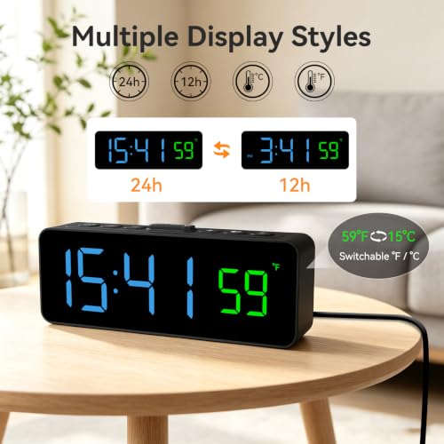 Netzu 2-in-1 Digital Alarm Clocks for Living Room Bedroom - Image 5