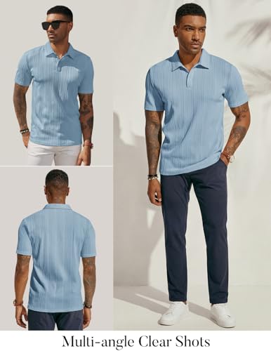 Image of PJ PAUL JONES Mens Polo Shirts Short Sleeve Textured Knit Polos