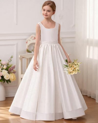 Satin Flower Girl Dresses for Wedding V Back First Communion Dress Party Birthday Bridesmaid Pageant Ball Gown4