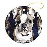 Decoraciones de Navidad, lindo bulldog francés, decoración de Navidad, adornos de Navidad colgantes para fiesta de árbol de Navidad