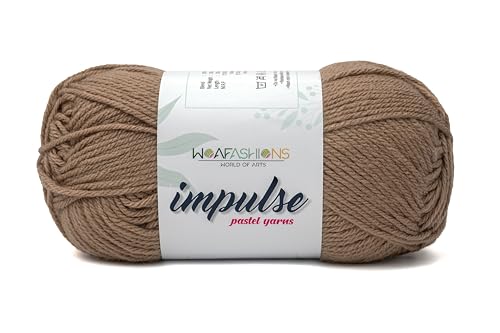 Image of WOAFashions Impulse Hand Knitting & Crochet Yarn, Premium Acrylic, 4 : Medium (Wood Brown) (2x100gms / 3.5oz / 200mtr / 218yds)