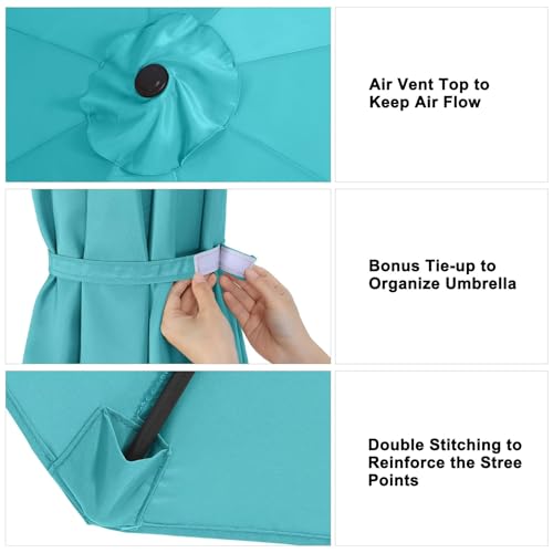 Image of ABCCANOPY 9ft Outdoor Umbrella Replacement Top Suit 8 Ribs (Turquoise)