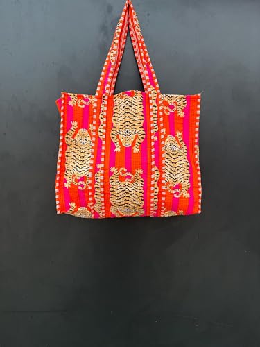 Bolso Tote reversible de algodón estilo jungla miniatura 6