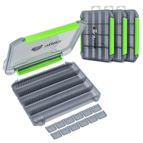 Fishing Tackle Box, 3600 Size Double Buckle Open Tackle Trays, Plastic Storage Parts Box with Removable Dividers for Saltwater, Freshwater, Fly Fishing, Christmas Gifts for Fisher, Dad, 1/2/4 Pack