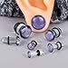 DOEARKO 12 PCS Glass Ear Gauges Stretching Kit Plugs Comfy Stretching Fashion Body Piercing gauge stretching kit 14G-2G (Purple, 14g-2g 12PCS)
