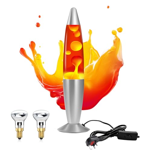 Lamptobe Classic 13.5” Retro Nostalgia Night Lamp, Relaxing Mood Light for Kids and Adults, Decorative Illumination Liquid Motion Lamps,Red/Yellow