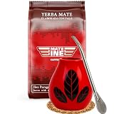 Yerba Mate-Tee Set●Paraguayische Yerba Mate Mateine Caffeine 500g● Keramik mate-tee tasse Hoja Red 350ml● Edelstahl trinkhalm Bombilla 19cm● Yerba-Mate-Tee-Strohhalm●Korkpad● Mate-Trinkgefäß