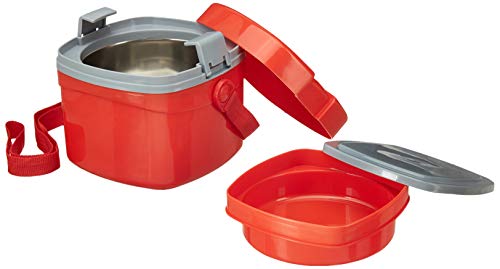 Image of CELLO Puro Benz Stainless Steel Lunch & Bottle Gift Set |100 Percent Food Grade Material| Easy to Clean | Red | Pack of 2