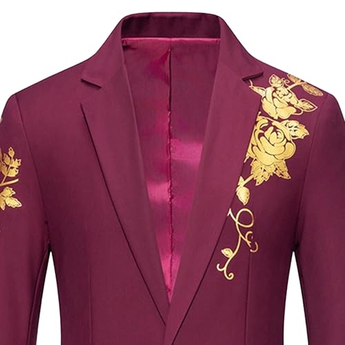 Men's Gold Foil Single Button Blazer Business Casual Banquet Suit Jacket Formal Workwear Sport Coat2