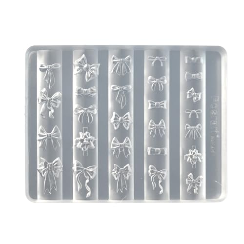 Elegante molde de silicona con forma de lazos para uñas, para uso en casa, salón, viajes, alta transparencia