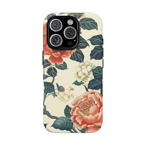 Coque iPhone 16 Pro pivoines florales vintage mate