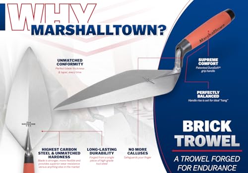 MARSHALLTOWN Brick Trowels, London Style, 10-1/2 x 4-3/4 Inch, DuraSoft Handle, Brickwork, Blockwork, Stonework, Masonry, Made in USA, 3310.5FG - Image 9