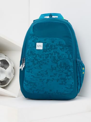 Image of Wildcraft Wiki 1 30L Laptop Backpack for Men & Women | Fits 15.6 inch Laptop | Padded Shoulder Straps, Multi Compartments, Anti-Theft Zippers | School & College Bag | Jacquard Pattern Blue