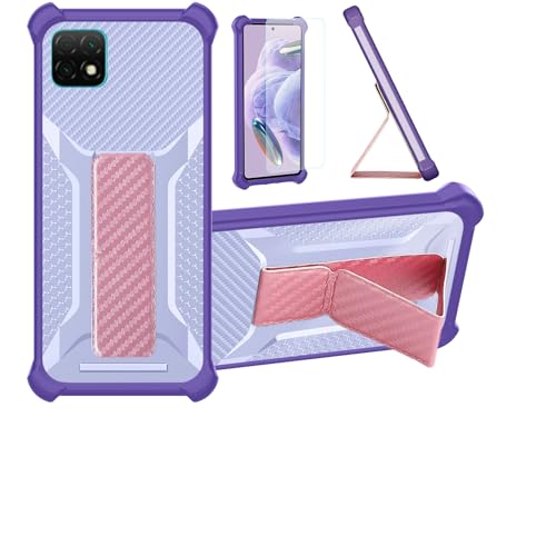 Funda para Huawei Nova Y60 2021 Funda Carcasa Case Cover [con Protector de Pantalla de Cristal Templado] Híbrida [Soporte Plegable Magnético] [Esmerilado antihuellas] Púrpura