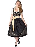 Maschinenwäsche 30°. Spieth und Wensky Dirndl Isabella Miss Germany Tracht in schwarz rot und schwarz Gold (34, schwarz/Gold)
